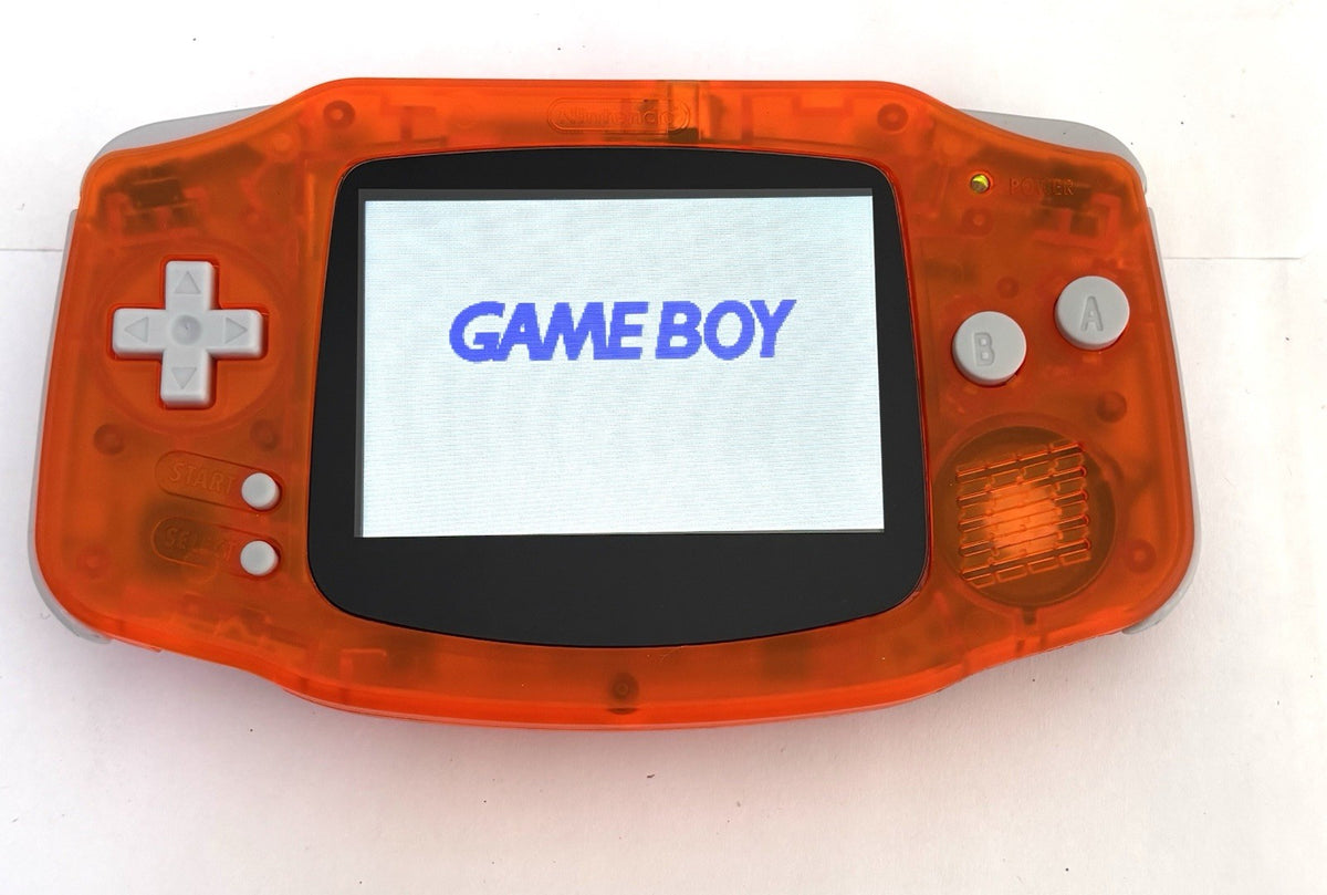 Nintendo Game Boy Advance GBA IPS Backlit Clear Fire Orange Excellent GBA IPS