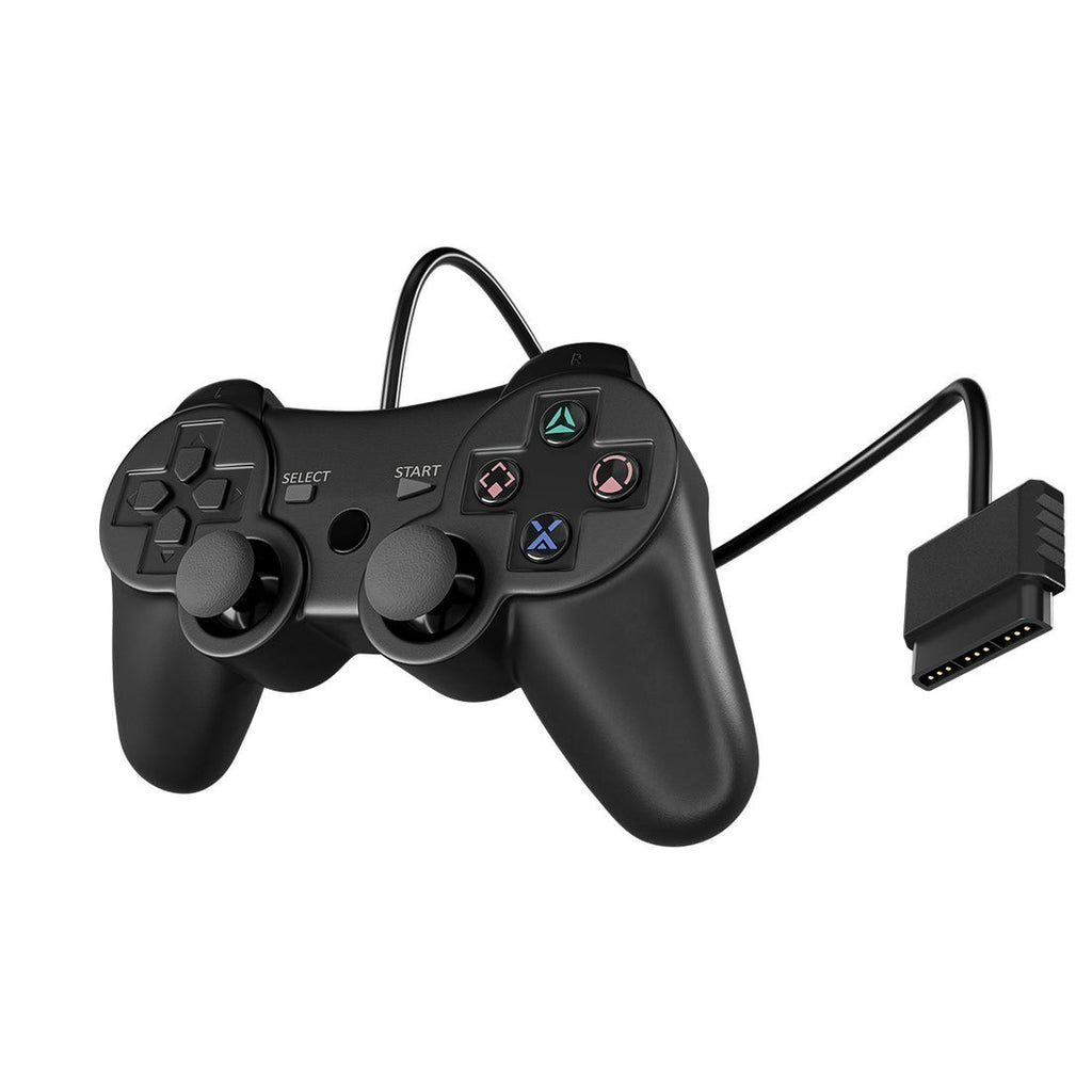 NEW Wired Controller for Sony PlayStation 1/2 PS1/PS2 Black Dual Vibration 5 ft