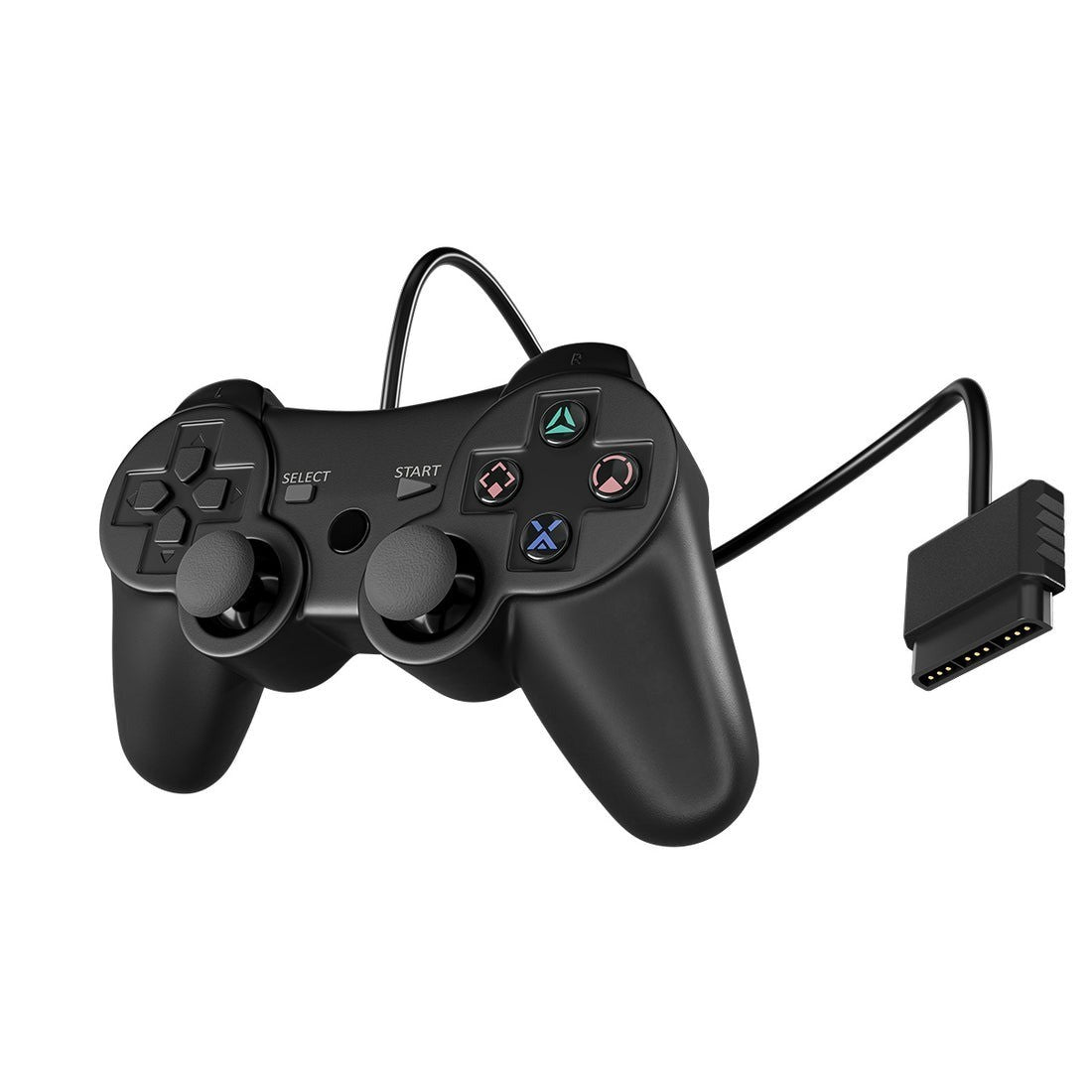 NEW Wired Controller for Sony PlayStation 1/2 PS1/PS2 Black Dual Vibration 5 ft