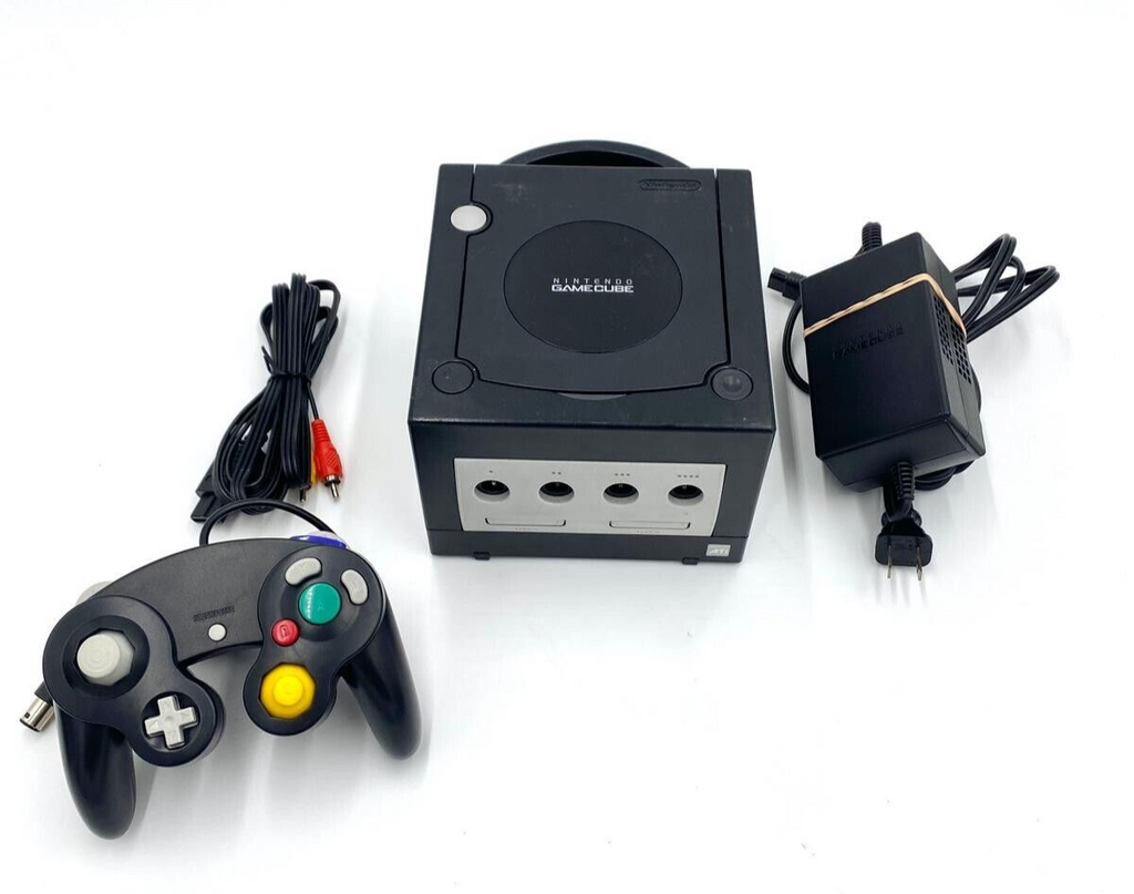 Nintendo Gamecube Console Black NGC Console + Controllers + Wires Bundle