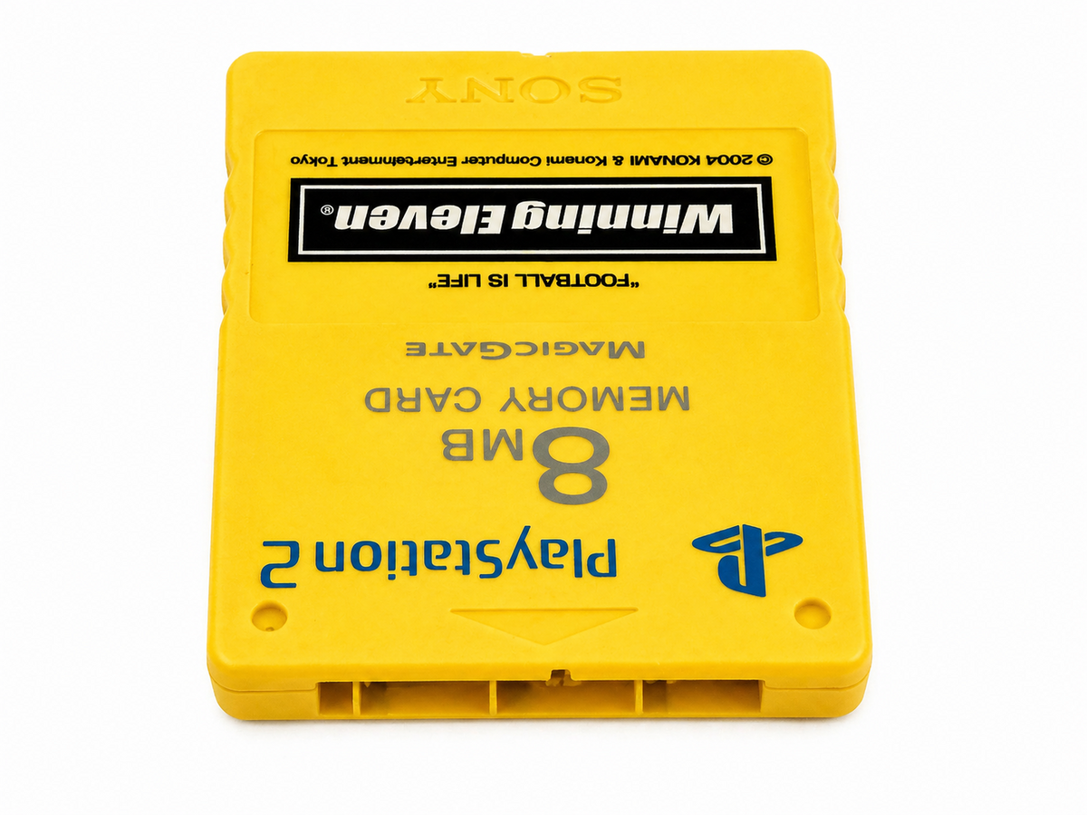 Official Sony PS2 Memory Card 8MB Yellow MagicGate Winning Eleven Playstation 2