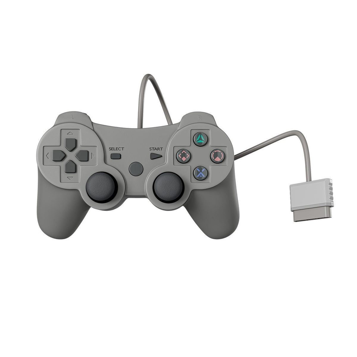 NEW Wired Controller for Sony PlayStation 1/2 PS1/PS2 Gray Dual Vibration 5 ft