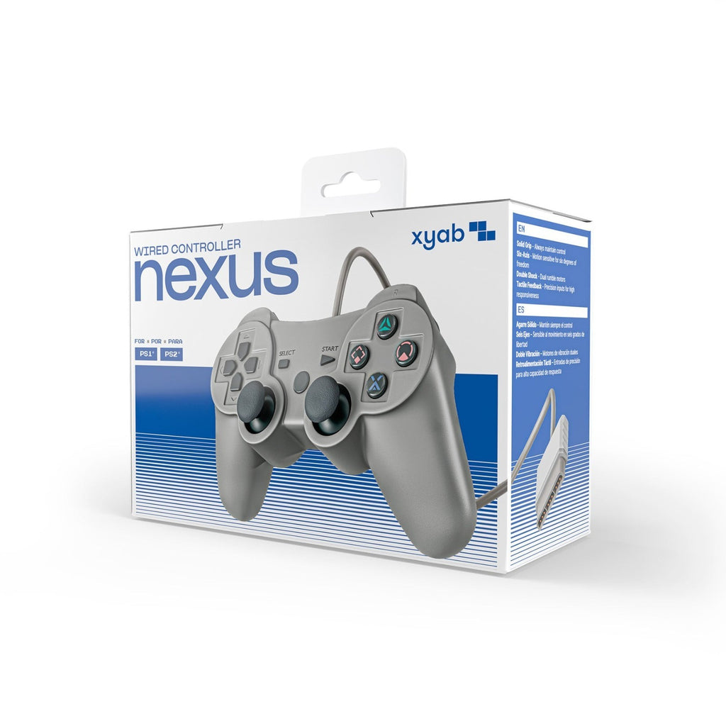 NEW Wired Controller for Sony PlayStation 1/2 PS1/PS2 Gray Dual Vibration 5 ft