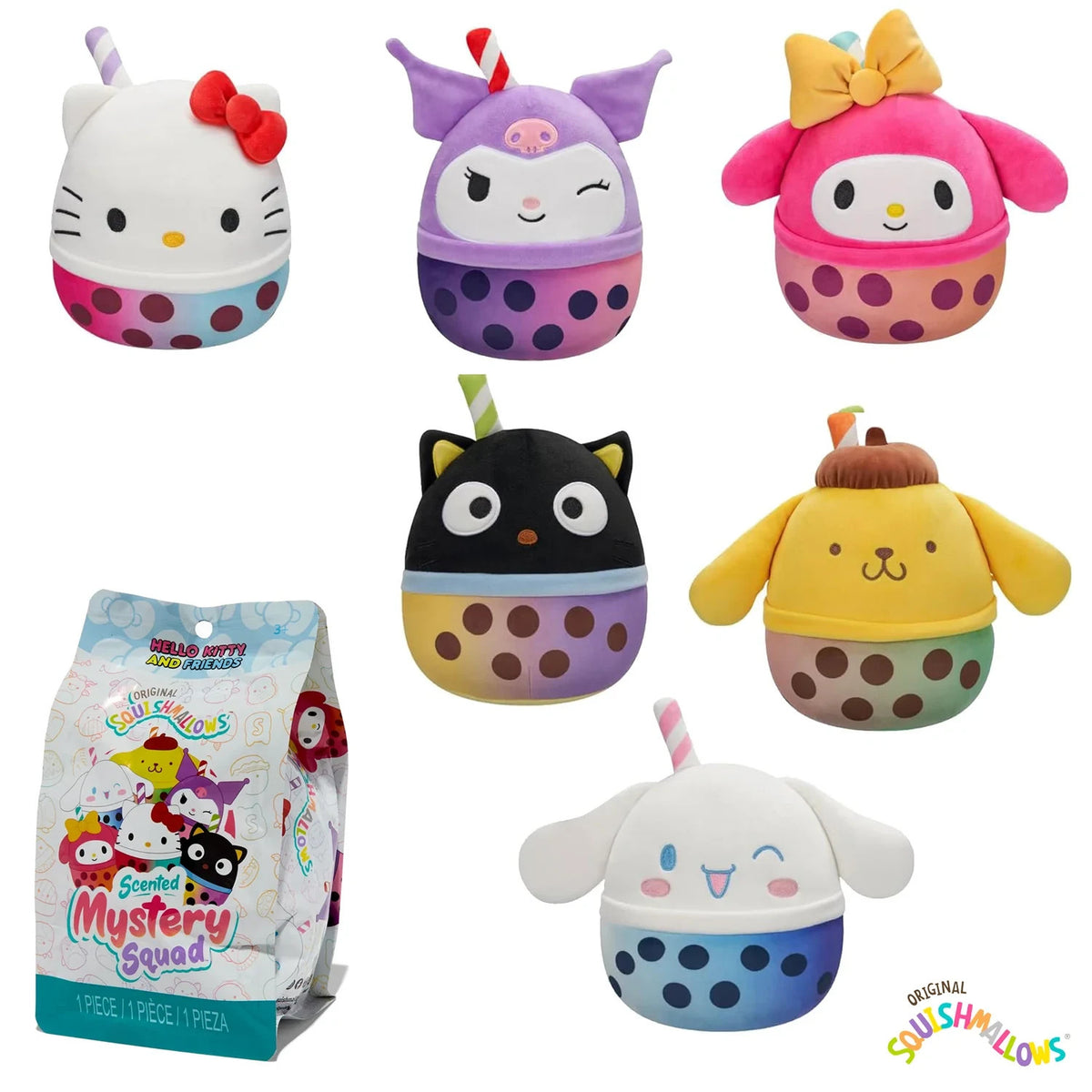 Official Scented blind bag 5" Squishmallows from Hello Kitty Plush Toy pack of 6