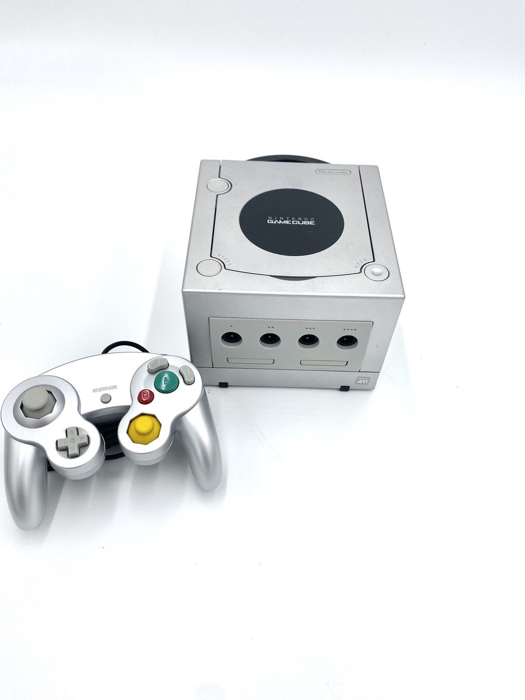 Nintendo GameCube Silver GC Console US Region+Controllers+Wires Bundle