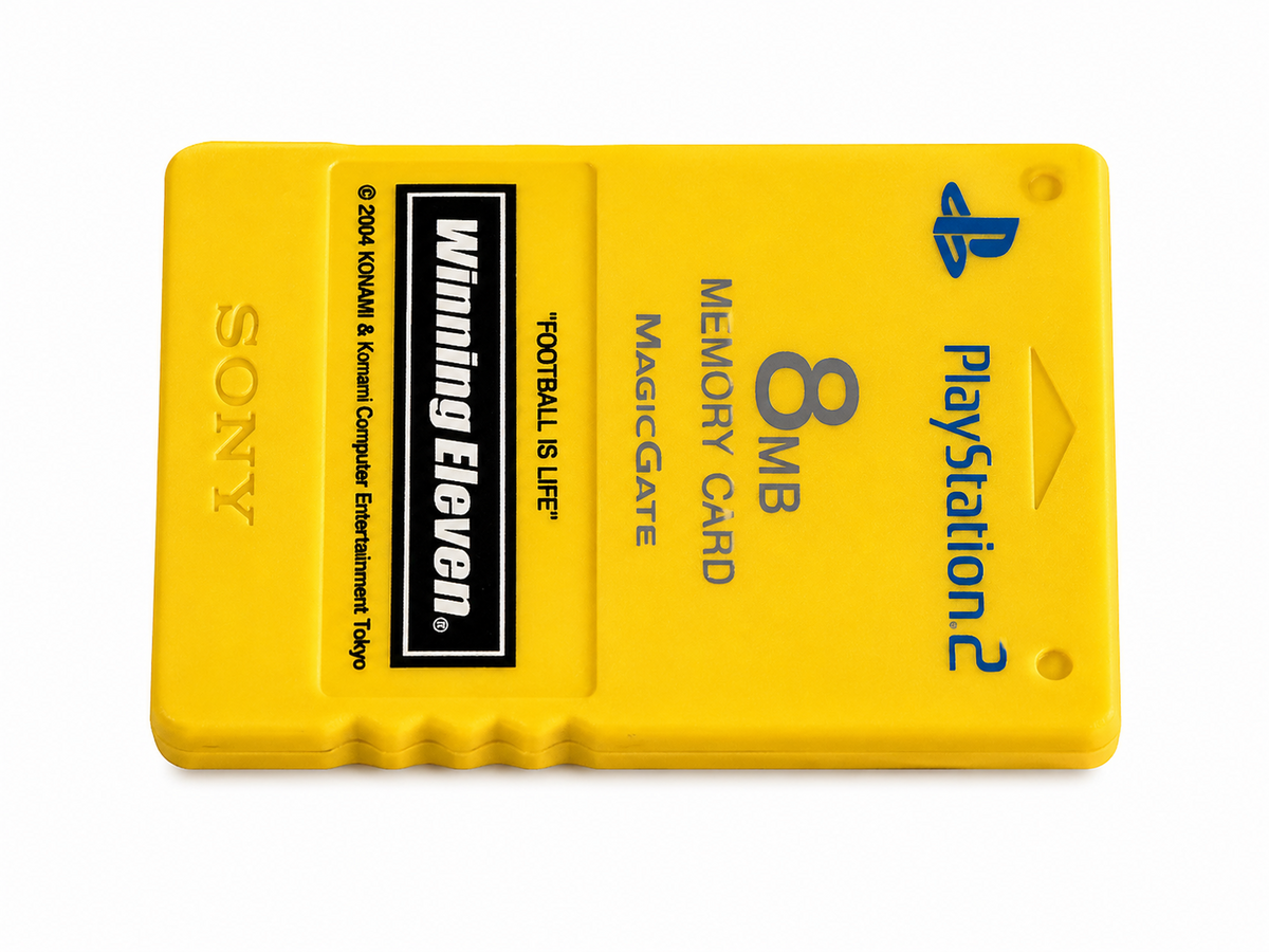 Official Sony PS2 Memory Card 8MB Yellow MagicGate Winning Eleven Playstation 2
