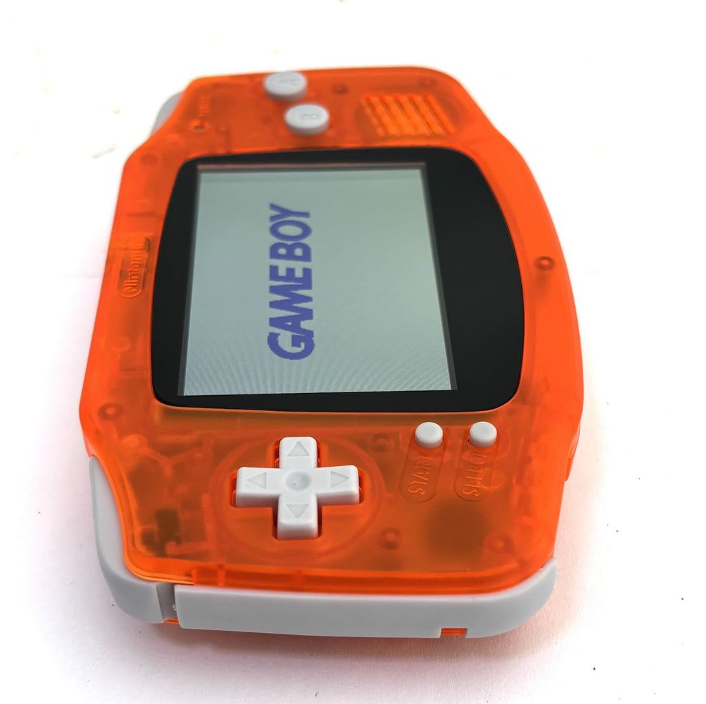 Nintendo Game Boy Advance GBA IPS Backlit Clear Fire Orange Excellent GBA IPS