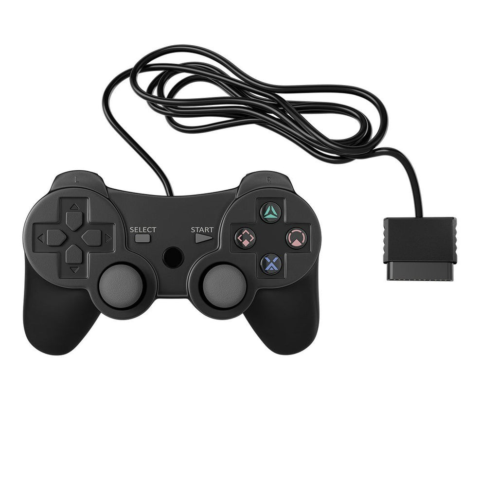 NEW Wired Controller for Sony PlayStation 1/2 PS1/PS2 Black Dual Vibration 5 ft