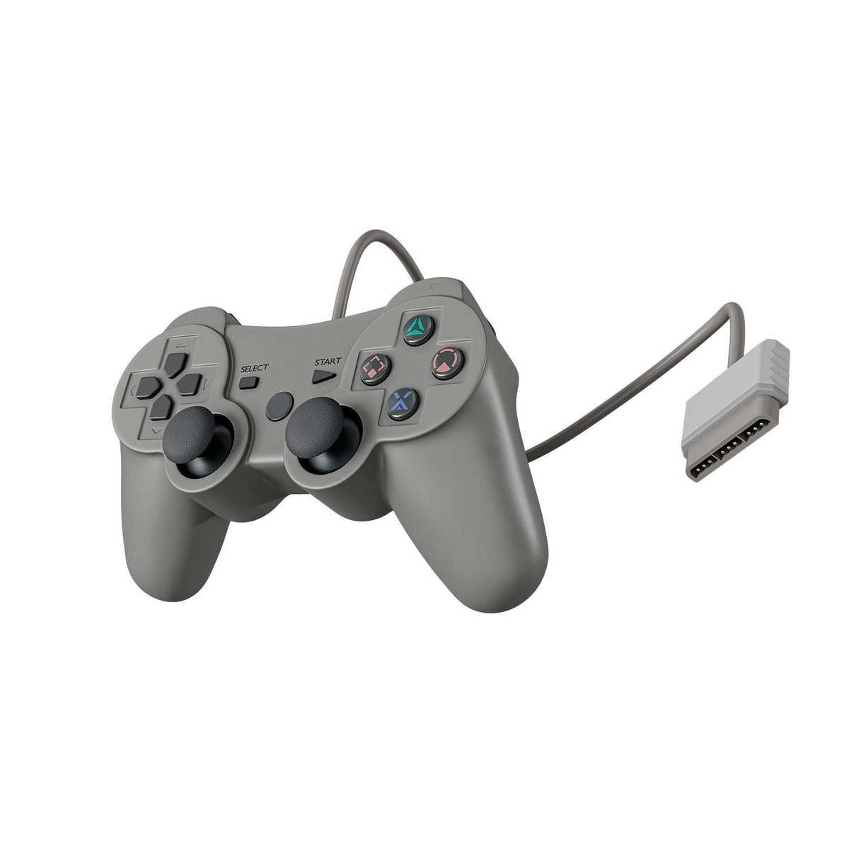 NEW Wired Controller for Sony PlayStation 1/2 PS1/PS2 Gray Dual Vibration 5 ft
