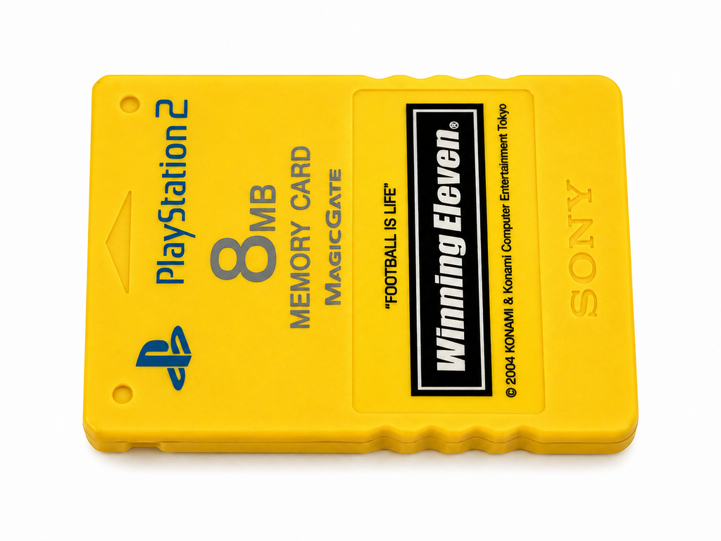 Official Sony PS2 Memory Card 8MB Yellow MagicGate Winning Eleven Playstation 2