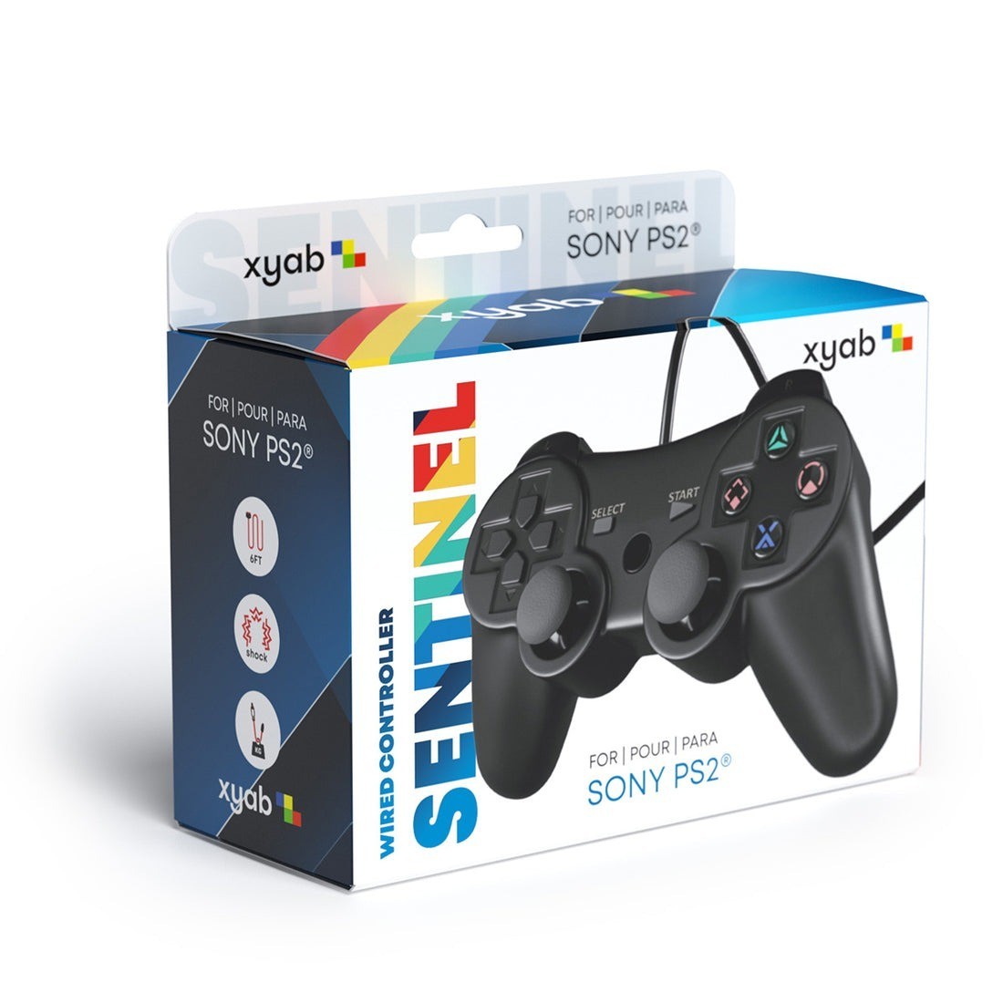 NEW Wired Controller for Sony PlayStation 1/2 PS1/PS2 Black Dual Vibration 5 ft